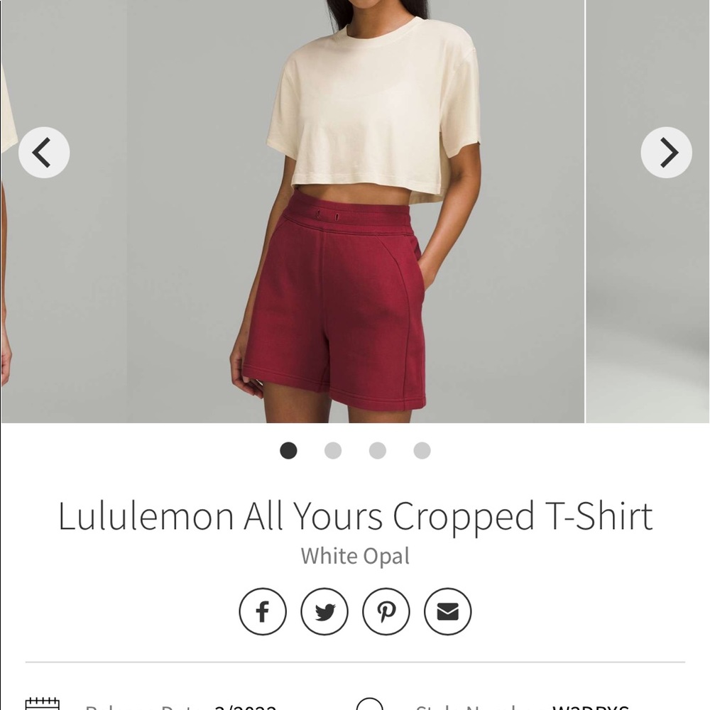 ISO lululemon all yours crop tee - white opal - 10 or 12